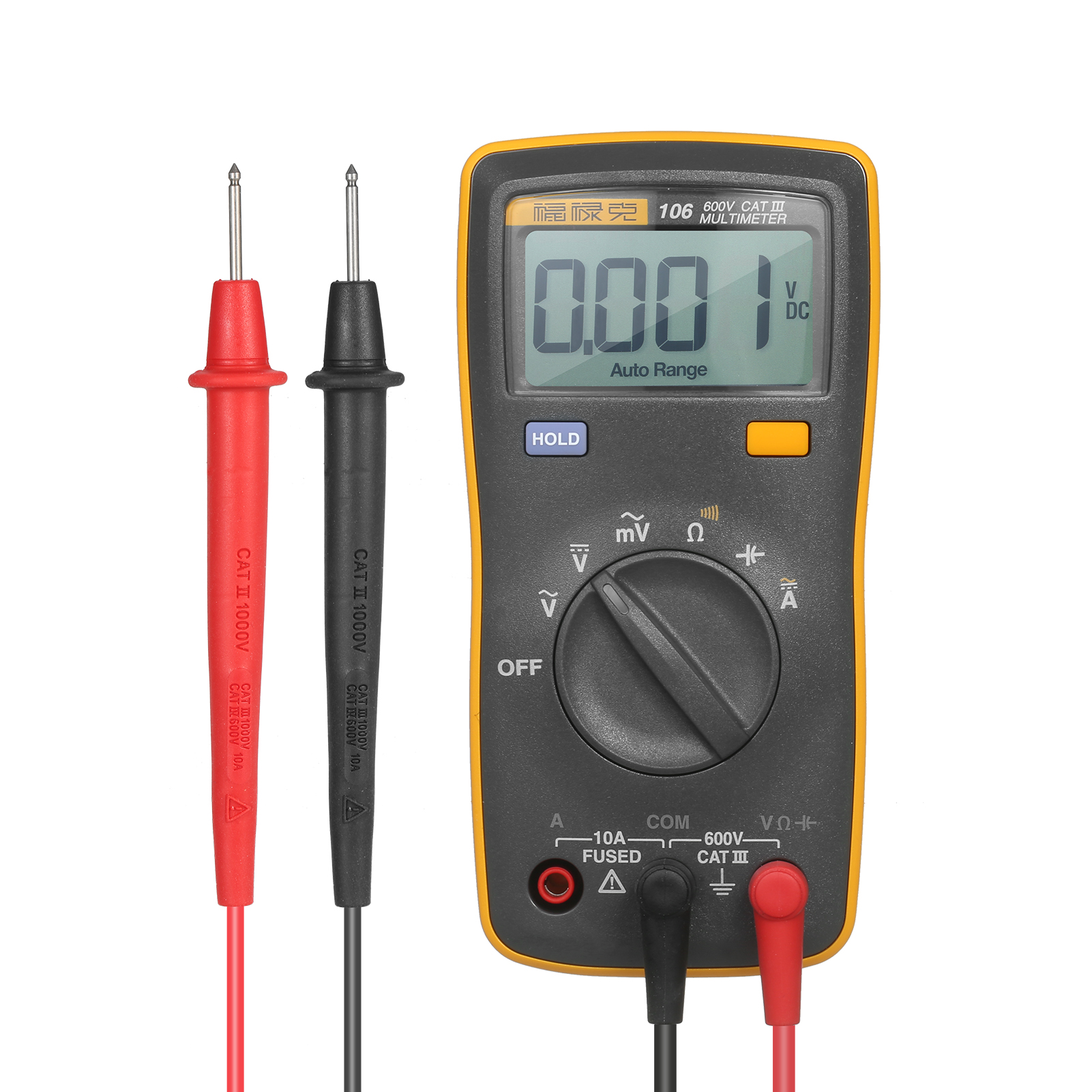 FLUKE 6000 Counts Mini Palm-sized Multimeter Digital Multimeter Handheld Voltmeter Portable Ammeter Voltage Meter Universal Meter Measuring AC/DC Voltage AC/DC Current Resistance Capacitance Continuit