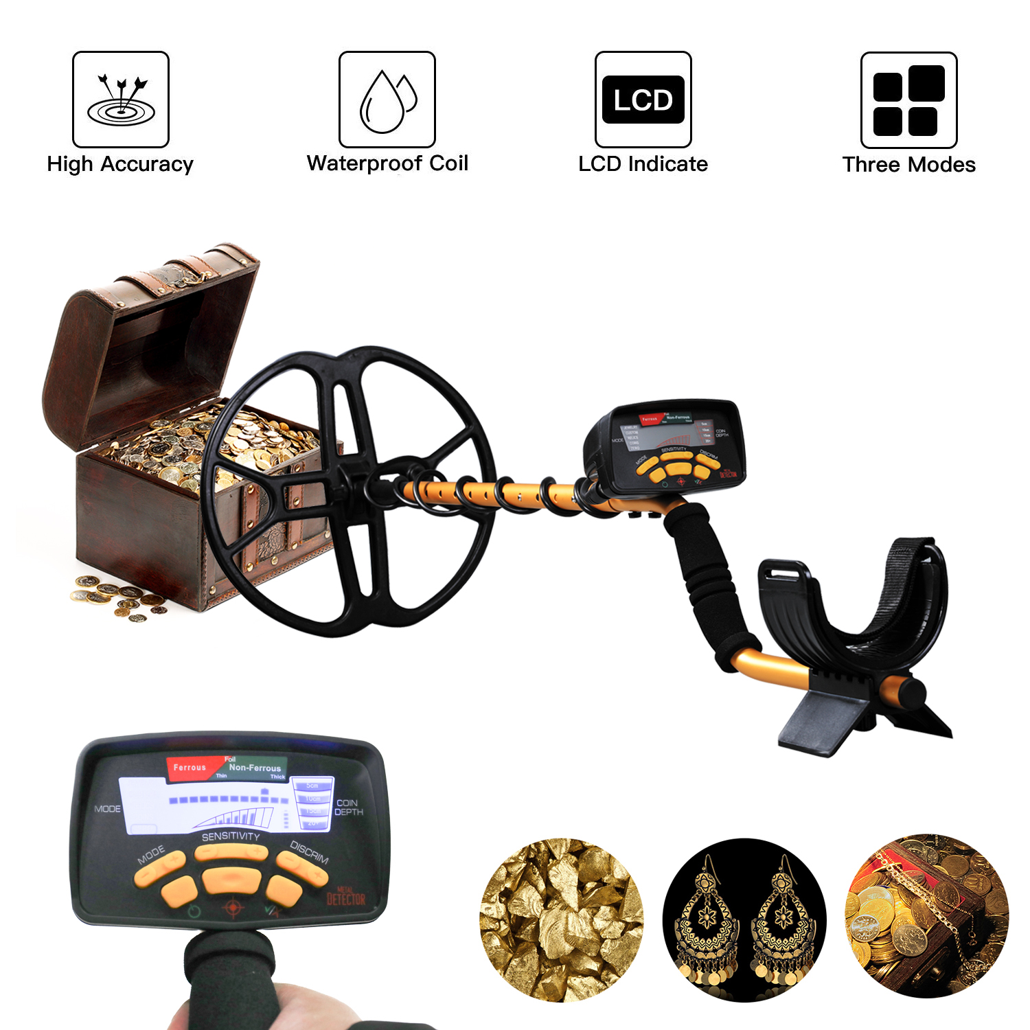 Portable Easy Installation Underground Metal Detector High Sensitivity Professional Jewelry Treasure Gold Metal Detecting Tool Finder