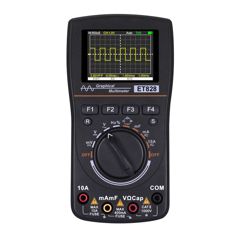 ET828 Intelligent Graphical Digital Oscilloscope Multimeter 2 in 1 with 2.4 Inches Color Screen 1MHz Bandwidth 2.5Msps Sampling Rate for DIY and Electronic Test