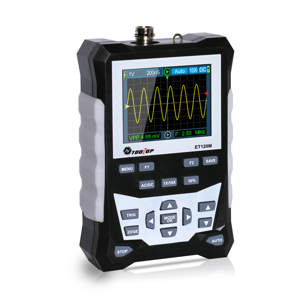 TOOLTOP DS0120M 320x240 2.4 Inch TFT Color Screen Digital Oscilloscope 120MHz Bandwidth 500MSa/s Sampling Rate Professional Tool with Backlight Waveform Storage