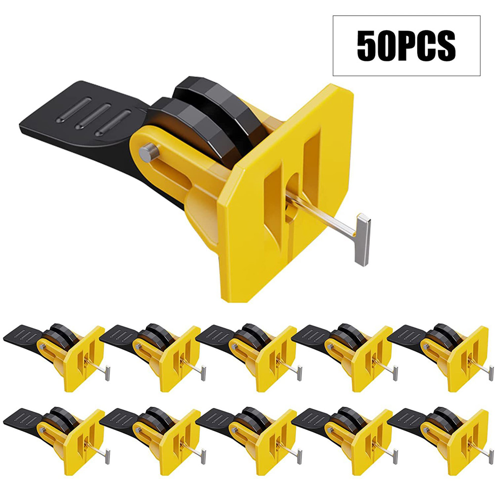 50pcs Plastics Tile Positioning Leveler Tiles Laying Auxiliary Tool Flooring Wall Tile Level Wedges Spacer Locator System with 1.5mm Pin Home Improvement Tool