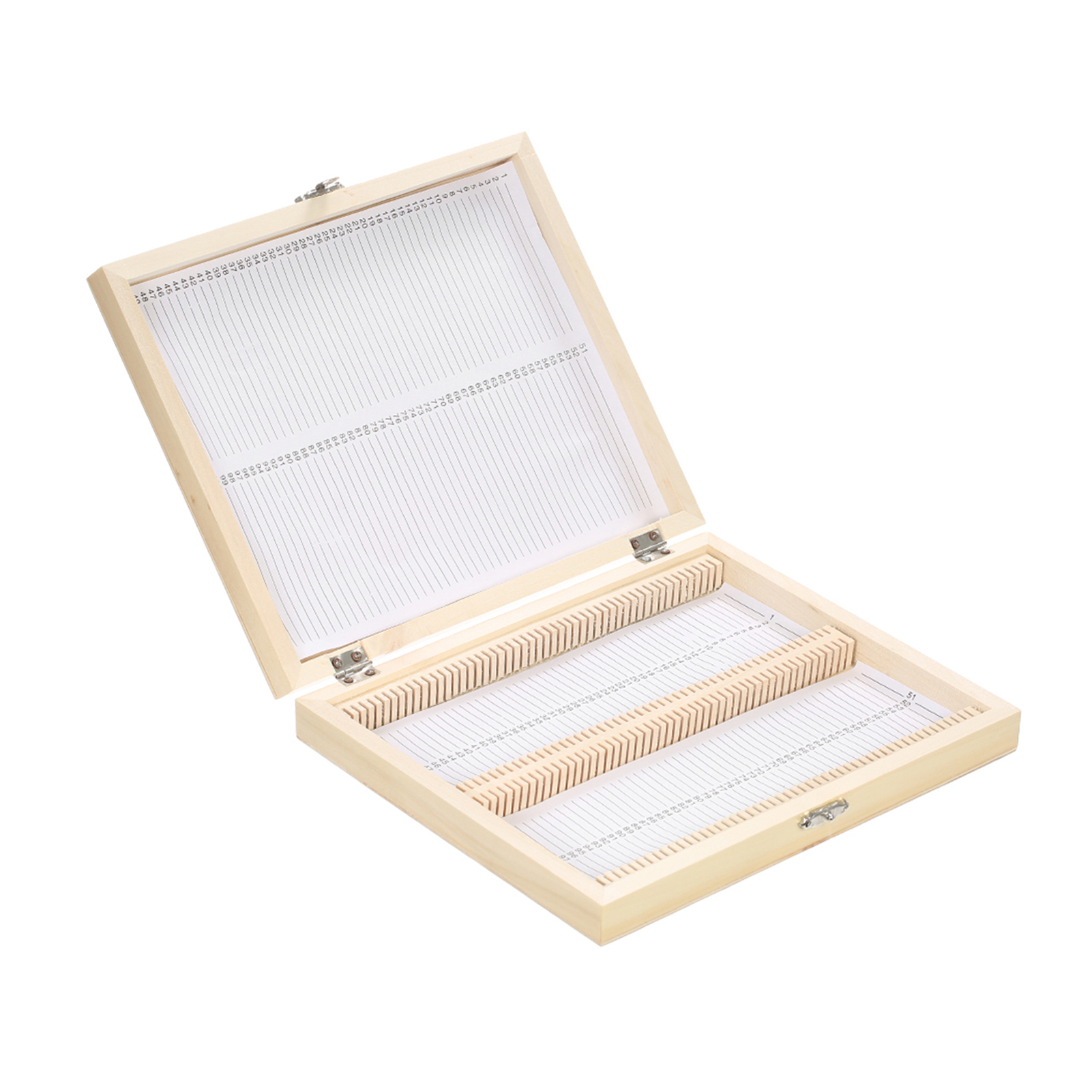 100-Places Wooden Slide Storage Box with Numbered Slots Contents Sheet for Prepared Microscope Slides