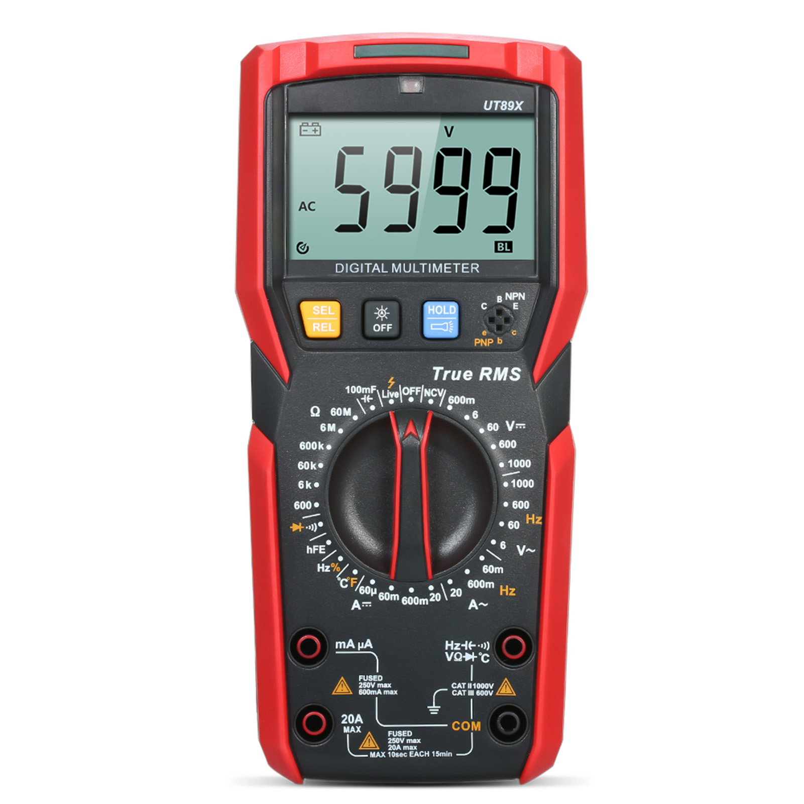 UNI-T UT89X Digital Multimeter High Accuracy Handheld Mini Universal Meter 6000 Counts LCD Display True RMS Measure AC/DC Voltage Current Resistance Capacitance Frequency Temperature Diode Tester with