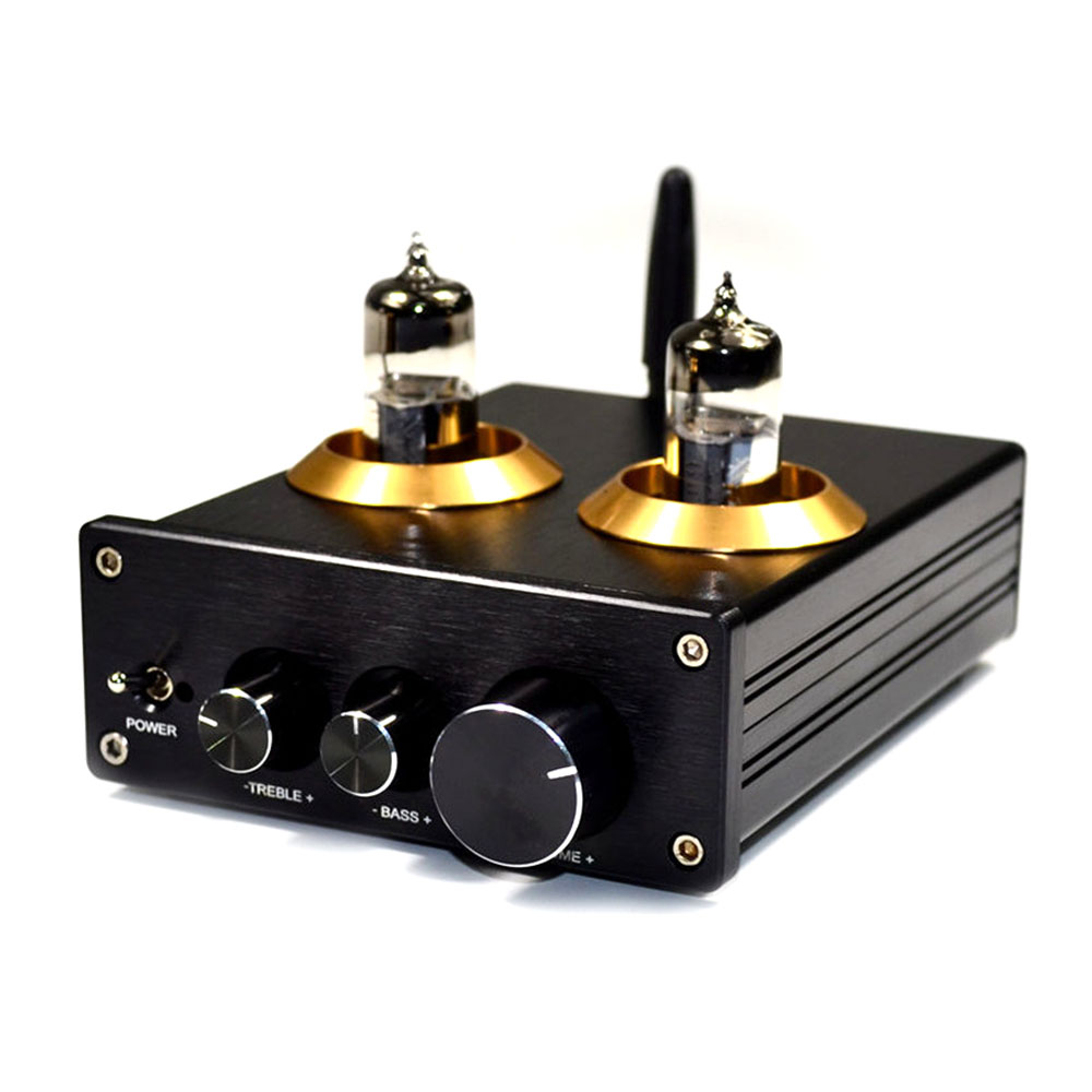 6J5 Vacuum Tube Amplifier Preamplifier BT Preamp AMP with Volumes Treble Bass Tone Adjustment Function for Home Sound Theater