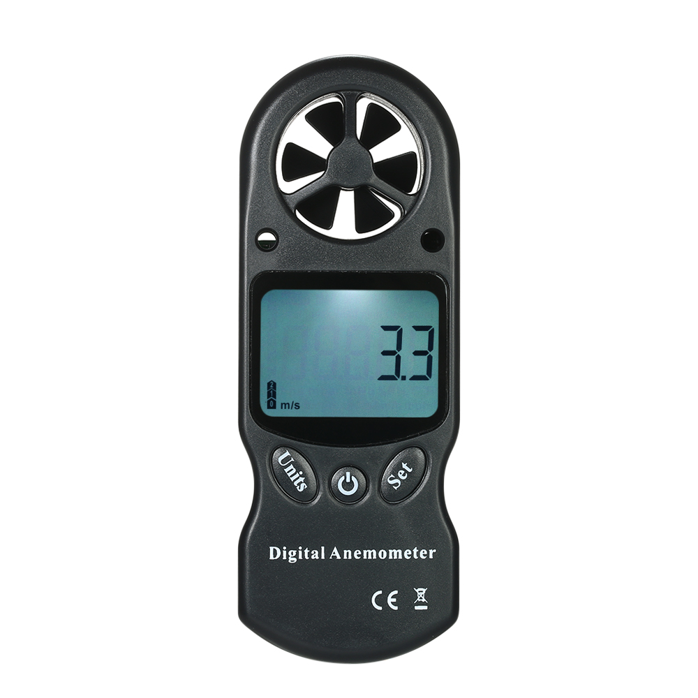 8 in 1 Handheld Digital Anemometer Wind Speed/Temperature/Humidity/Wind Chill/Heat Index/Dew Point/Barometric Pressure/Altitude Meter with LCD Backlight--Black