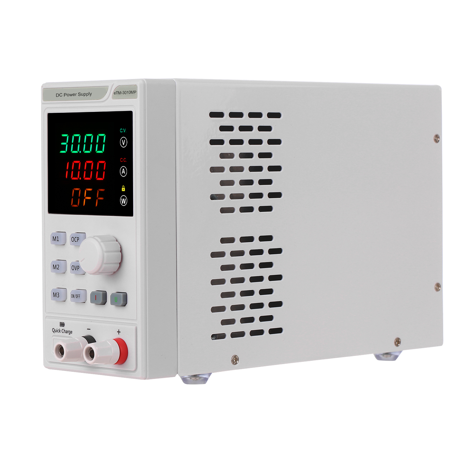 220V 0-30V 0-10A Programmable DC Power Supply Power Regulator 4-digit LED Display Voltage and Current Mini Regulated Power Supply with Alligator Leads