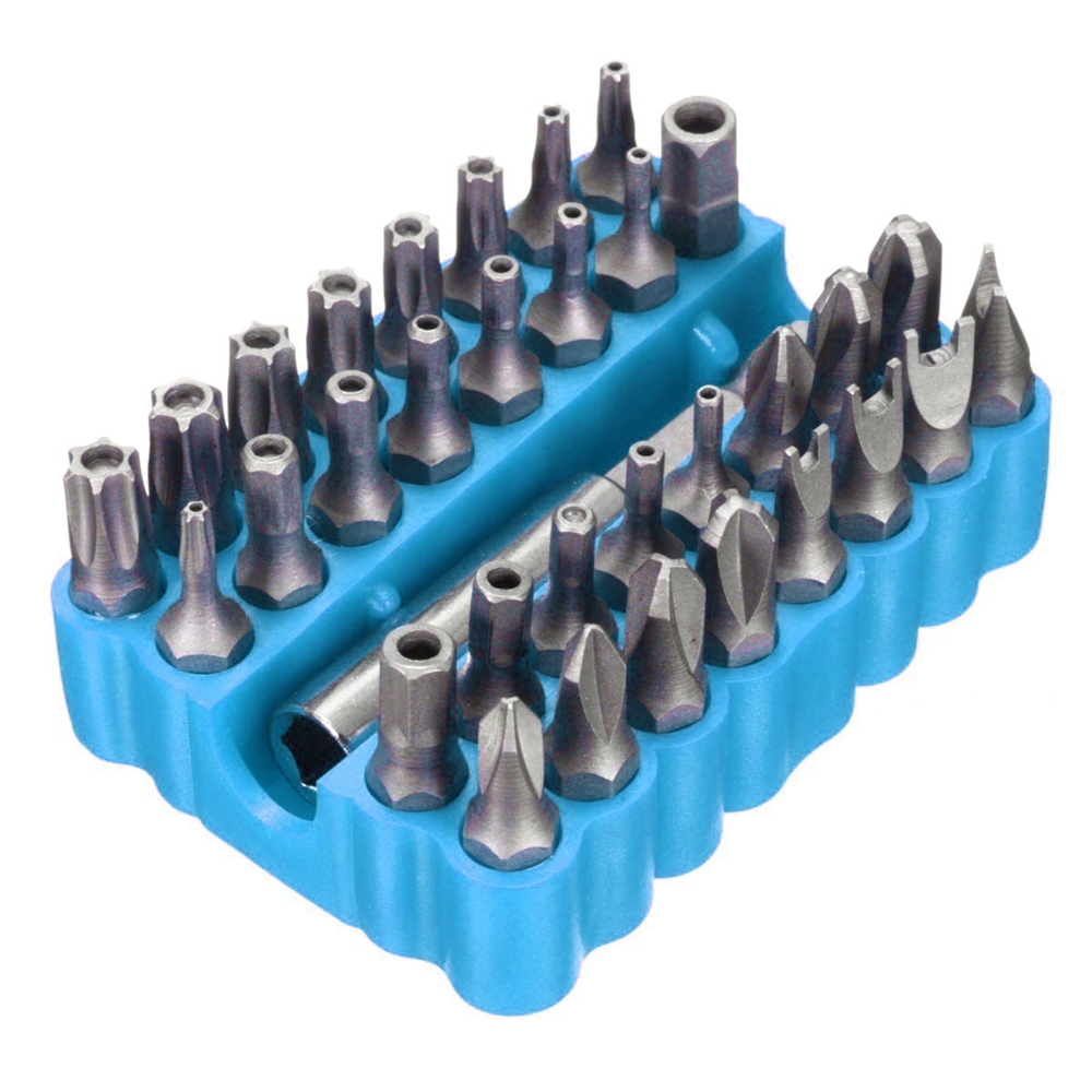 33pcs Tamper Proof CRV6150 Torx Hex Star Bit Set with Magnetic Holder for Any Drills Screwdriver Nutdrivers Bits Hand Tools with Storage Case