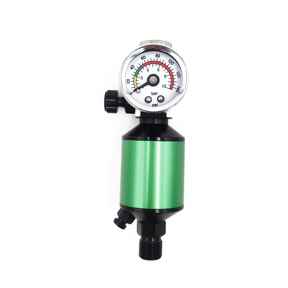 0-140PSI 1/4 Inch Pneumatic Sprays Machine Pressure Regulator Air Filter with Gauge Sprays Machine Control Valves Air Flows Adjusting Control Tool