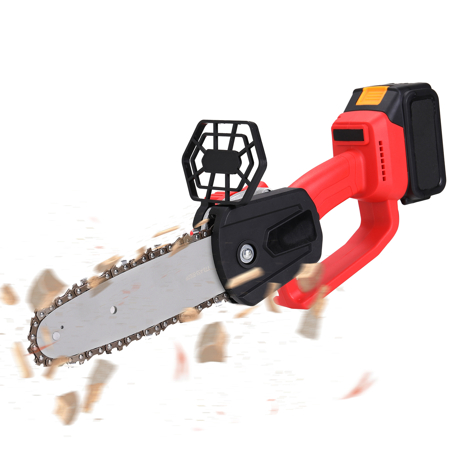 21V Lithium Battery Cordless Chain Saw Integrated Rechargeable Portable Saw Woodworking Electric Saws Household Outdoor Logging Brushless Electric Chain Saw