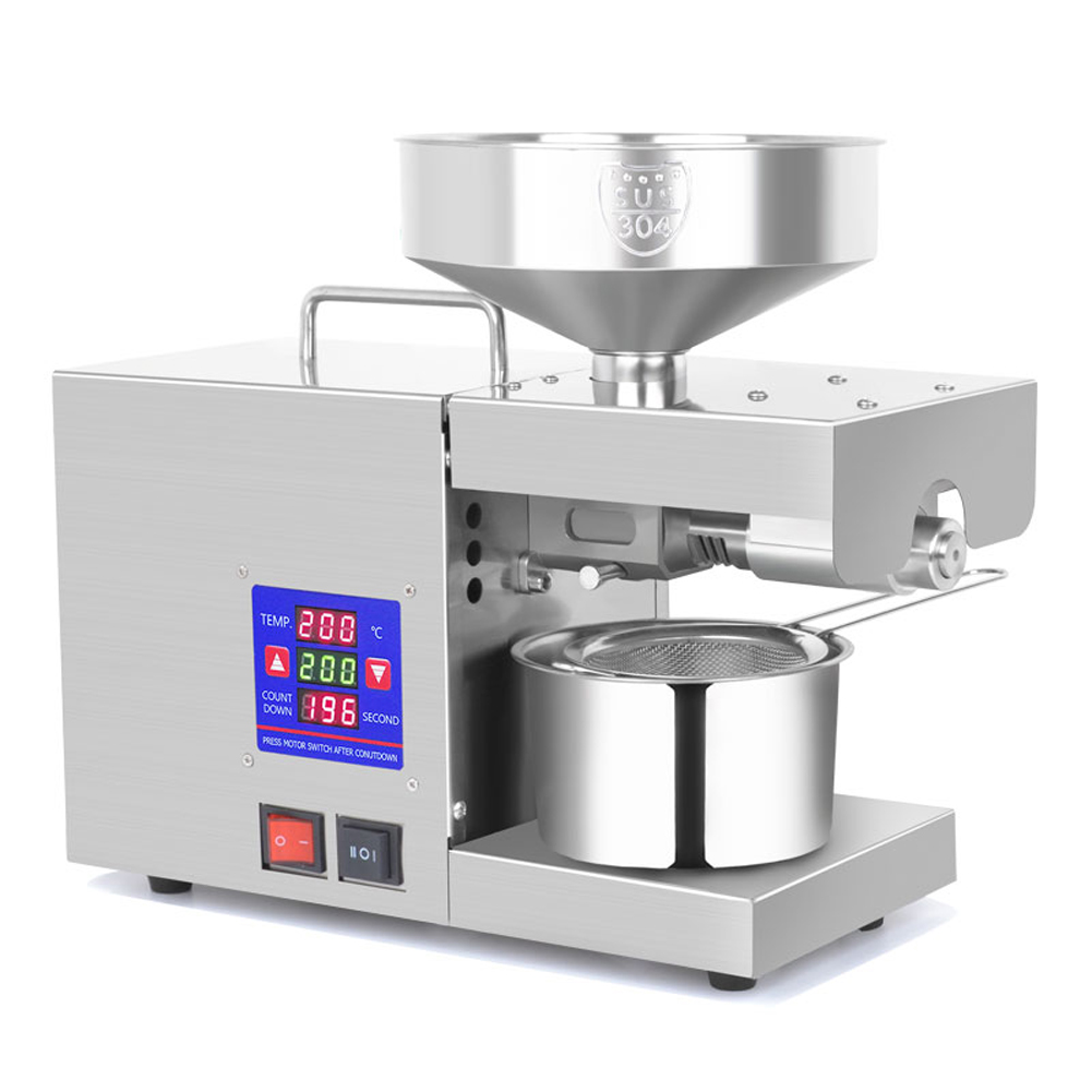 LTP333 610W Intelligent Stainless Steel Household Kitchen Commercial Oil Press Machine with Digital Display 0~300℃ Temperature Control 38mm Large Feed Port Suitable for Soybean Peanut Rapeseed Olive F