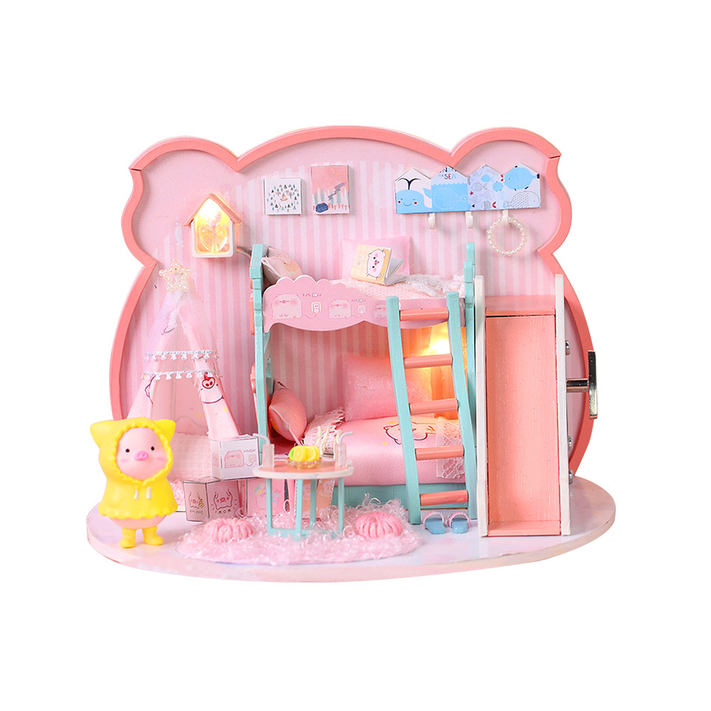 DIY Doll House Toy Wooden Miniatura Kit Dollhouse Toys with Furniture Kit LED Christmas Birthday Gift