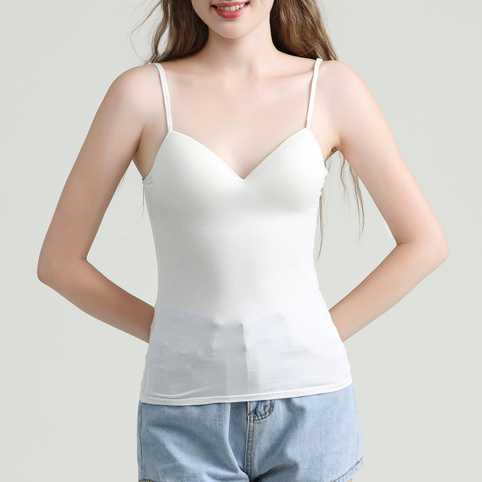 Women Modal Camisole Adjustable Straps Pad Wireless Solid Color Bra Slim Yoga Vest