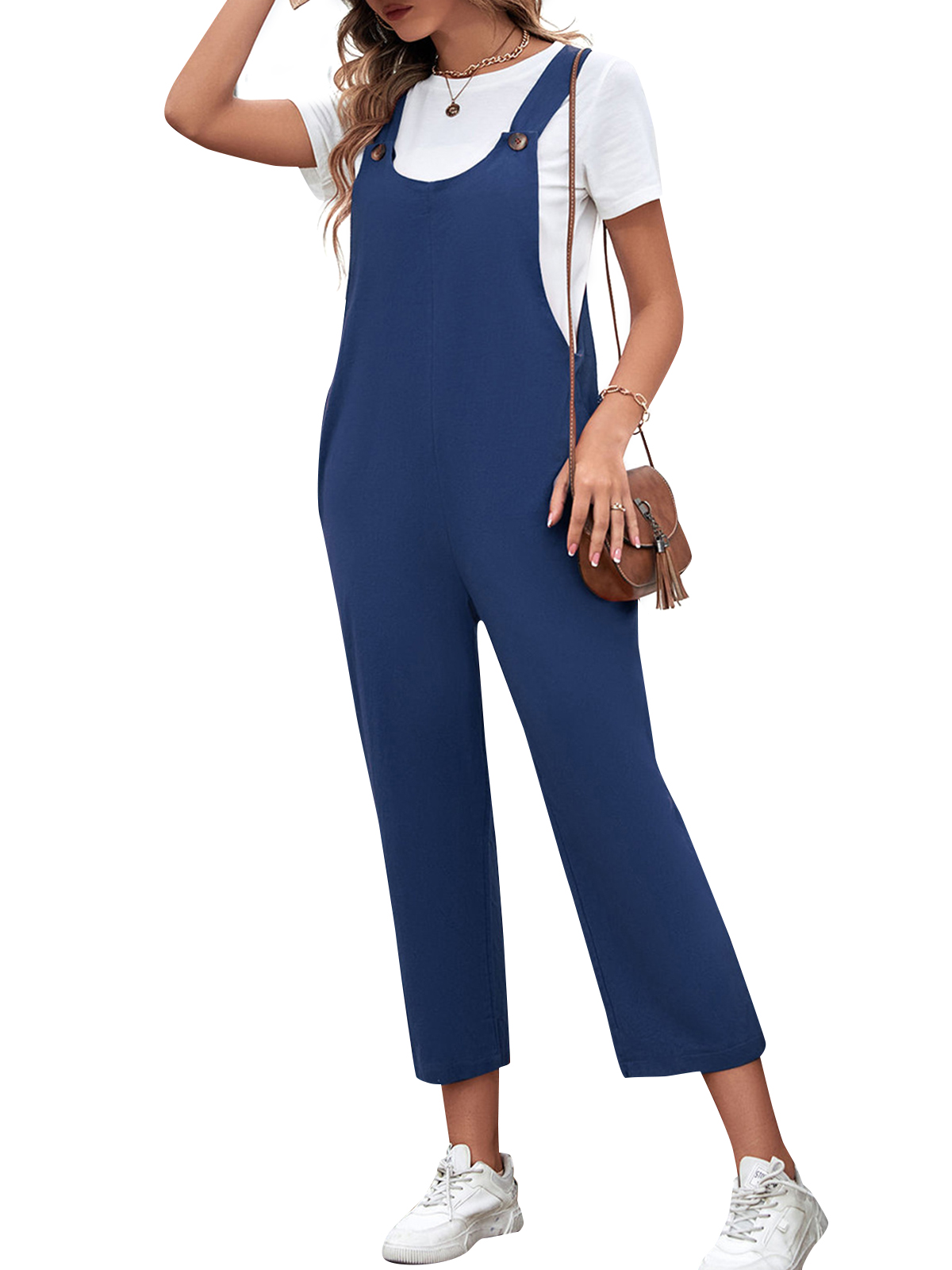 Women Jumpsuit Sleeveless Casual Crop Overalls