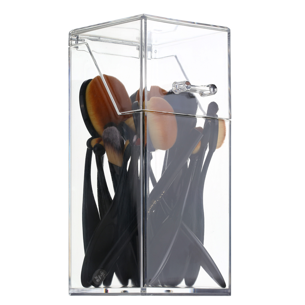 Clear Acrylic Dustproof Makeup Brush Organizer Cosmetic Brushes Eyebrow Pencil Storage Holder with Lid