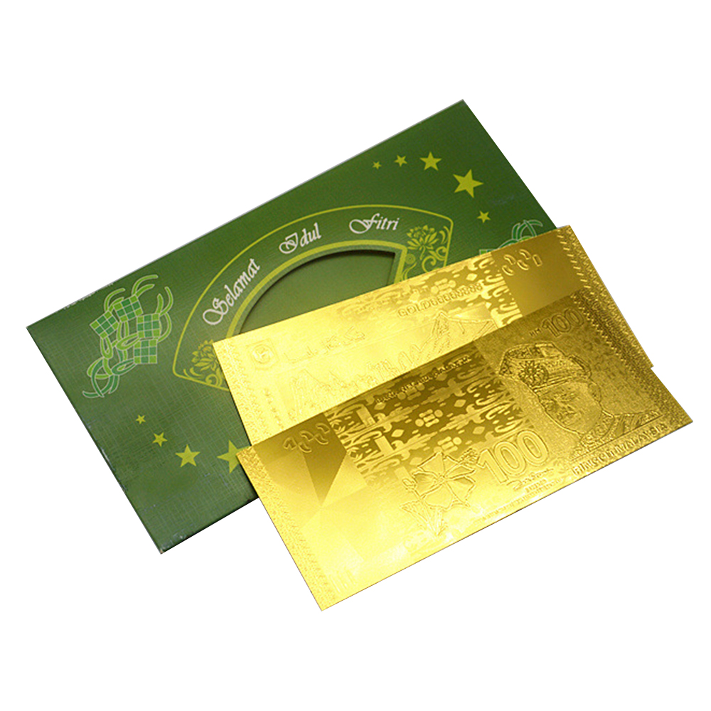 Malaysian Ringgit Banknote 24k Gold Foil Paper Commemorative Banknotes Collection MYR 100