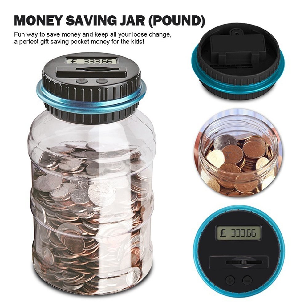 Large Digital LCD Screen Automated Coin Counting Save Money Box Coins Bank Electronic Coin Counting Jar Coin Collection Box