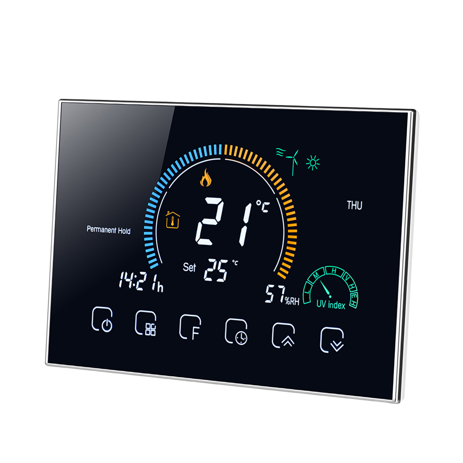 95-240V Wi-Fi Smart Programmable Thermostat 5+1+1 Six Periods Voice APP Control Backlight LCD Water/ Gas Boiler Heating Thermoregulator with UV Index Humidity Display Lock Function Compatible with Ama