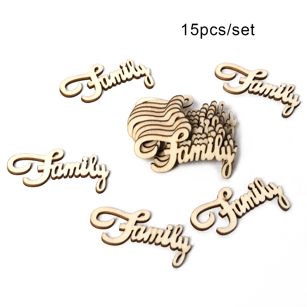 15pcs/set Vintage Rustic Style FAMILY Wooden Table Stand Sign Ornaments DIY Wedding Party Decoration Board