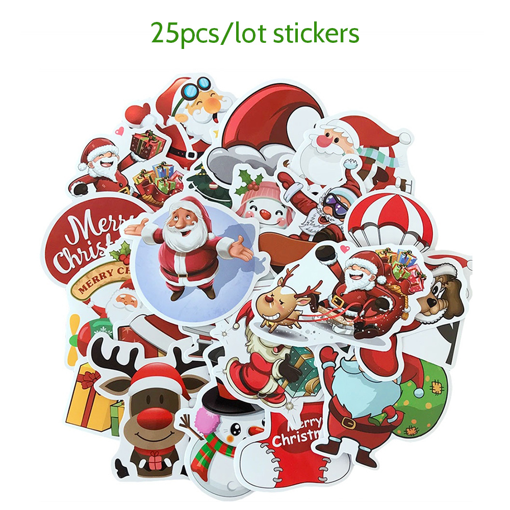 25pcs/lot Merry Christmas 3D Carton Bubble Sticker Santa Claus Puffy Waterproof Sticker Xmas Decor Gifts for Kids