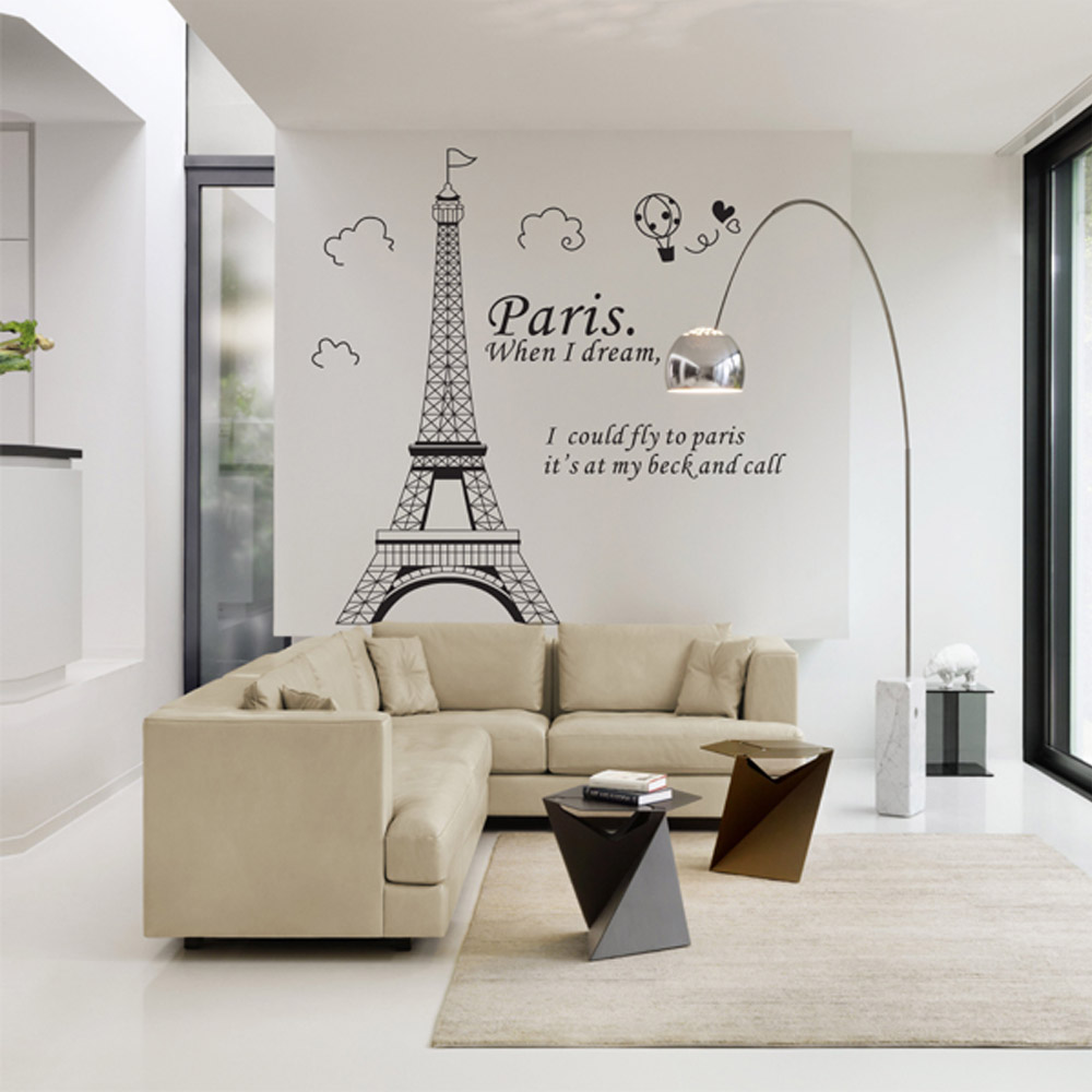 Romantic Paris Eiffel Tower Beautiful View of France DIY Wall Wallpaper Stickers Art Decor Mural Room Decal