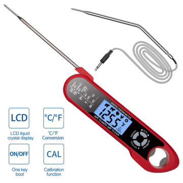 Bestgk Double-probe Meat Thermometer, 2S Instant Read Waterproof Digital Thermometer with Alarm Function and Calibration Function for Cooking, Beef, G