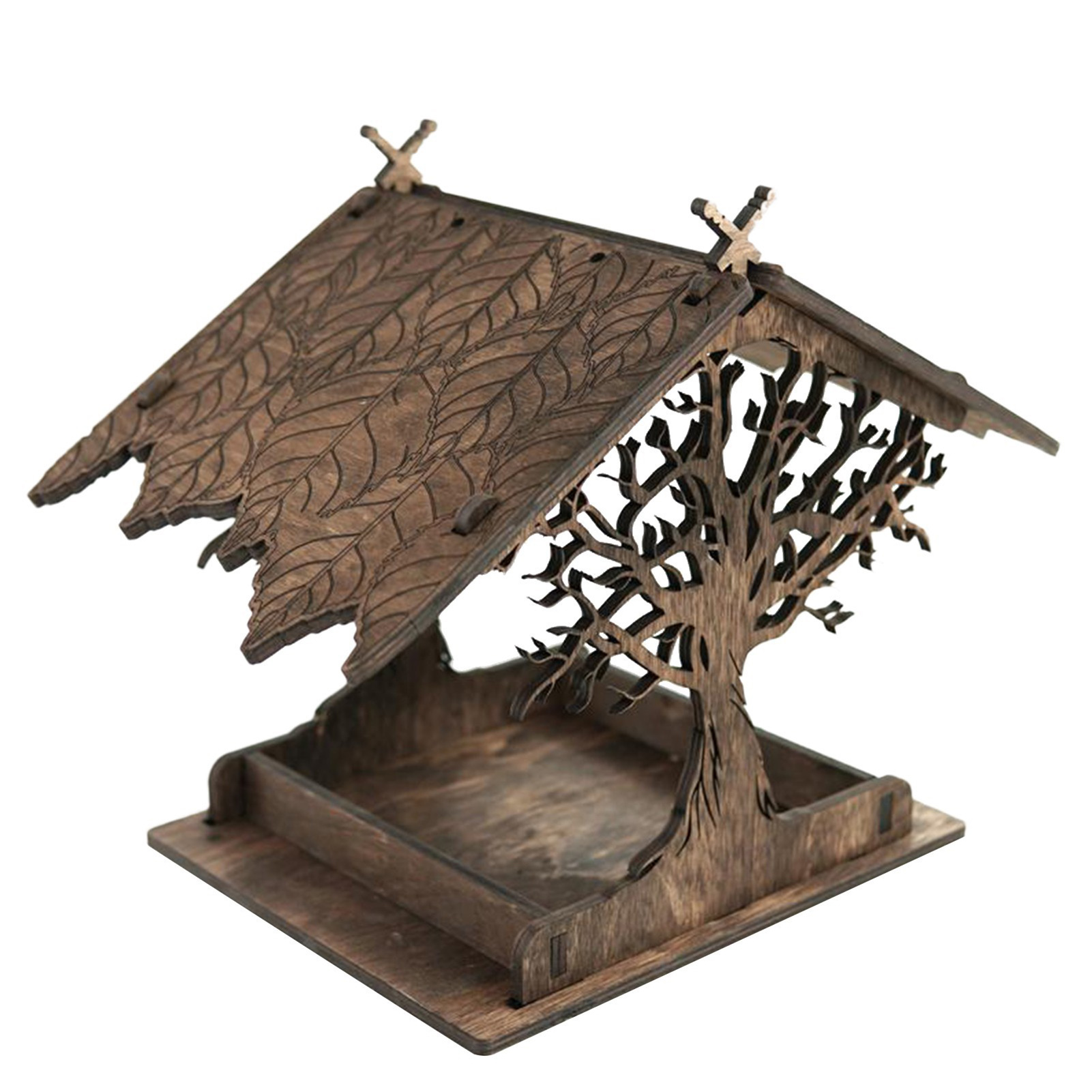 New Style Wooden Bird Feeder Small Size Outdoor Emulational Tree House Bird Feeder