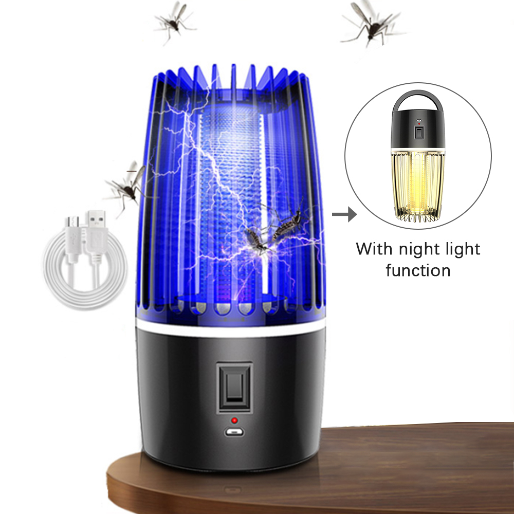 2 in 1 Mosquito Lamp Mosquito Trap with Nightlight & Hidden Hook Mosquito Killer Lamp Bug Zapper Portable Insect Trap Low Noise