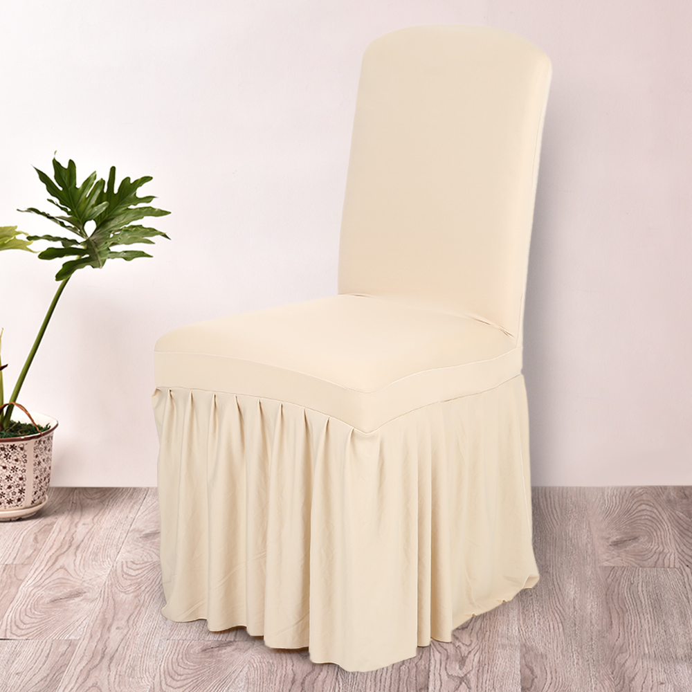 Pleated Solid Color Ruffled Stretchable Removable Washable Home Dining Chair Cover Spandex Seats Slipcover for Wedding Party Hotel Dining Room