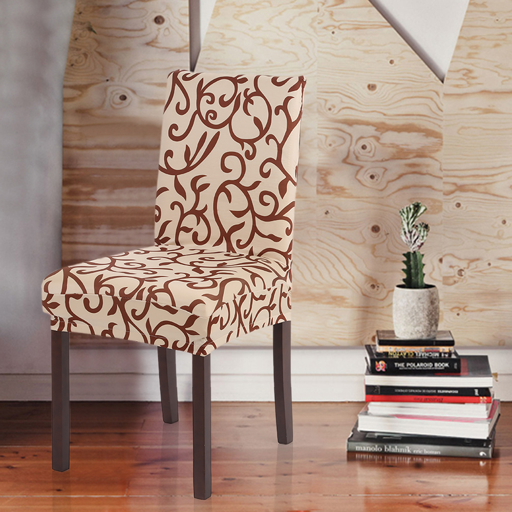 High Quality Stretch Removable Washable Short Dining Chair Cover Soft Milk Silk Spandex Printing Chair Cover Slipcover for Wedding Party Hotel Dining Room Ceremony Chair Seat Covers