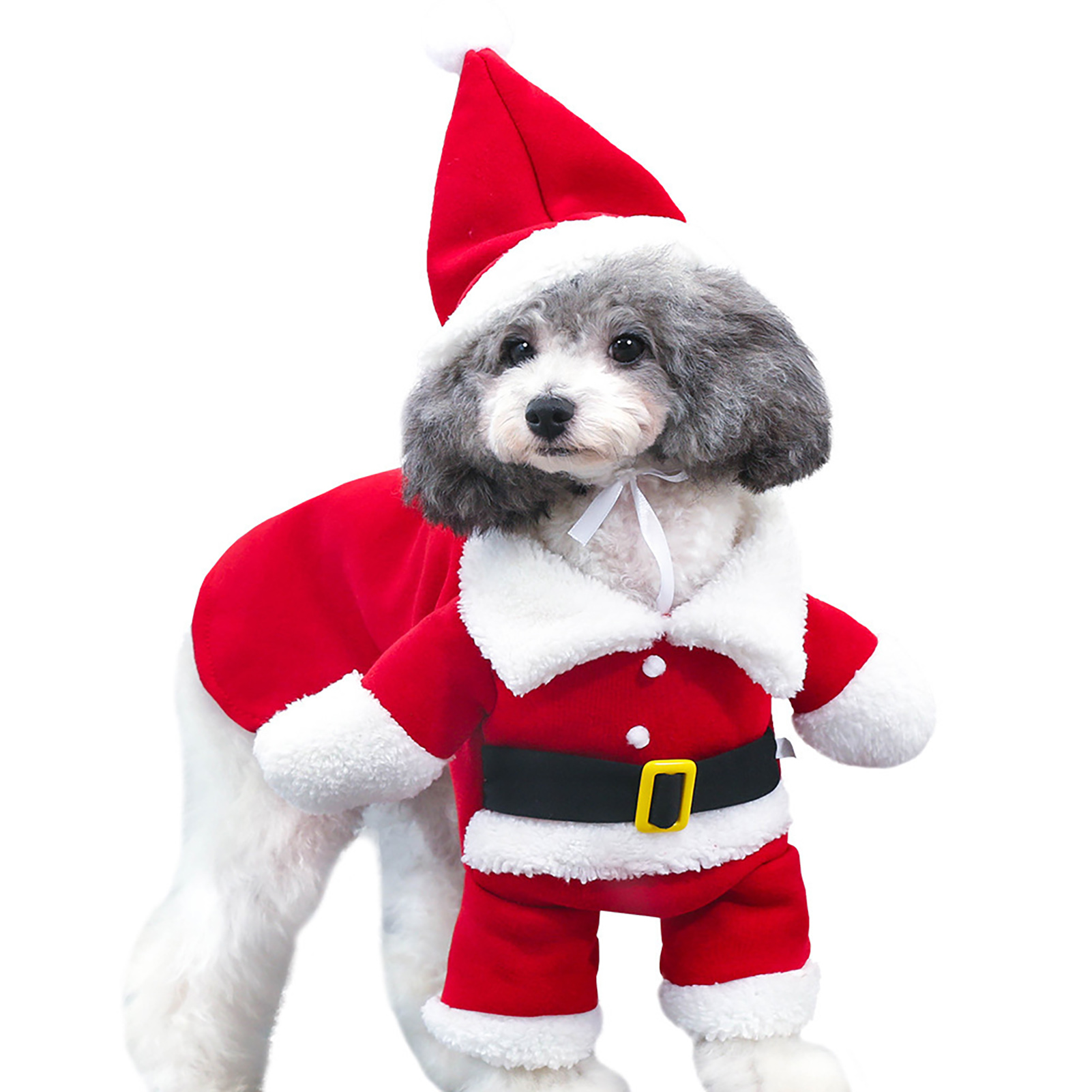 Santa Claus Dog Costume Christmas Pets Clothes Puppy Christmas Coat with Hat Cute Warm Coat Dog Presents