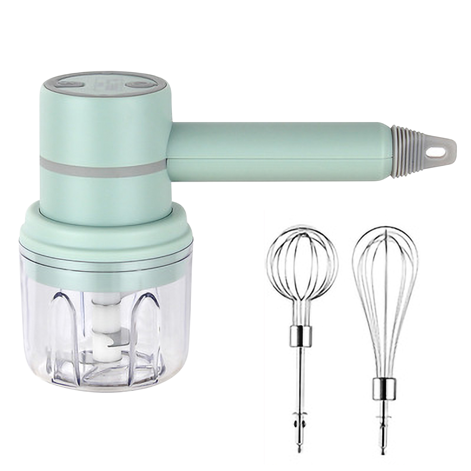 Two in One Multifunctional Mixer for Mashing Garlic and Beating Eggs Electric Cordless Portable USB 3-speed Adjustable Mixer with Double Stick Egg Beater 250ml Garlic Masher