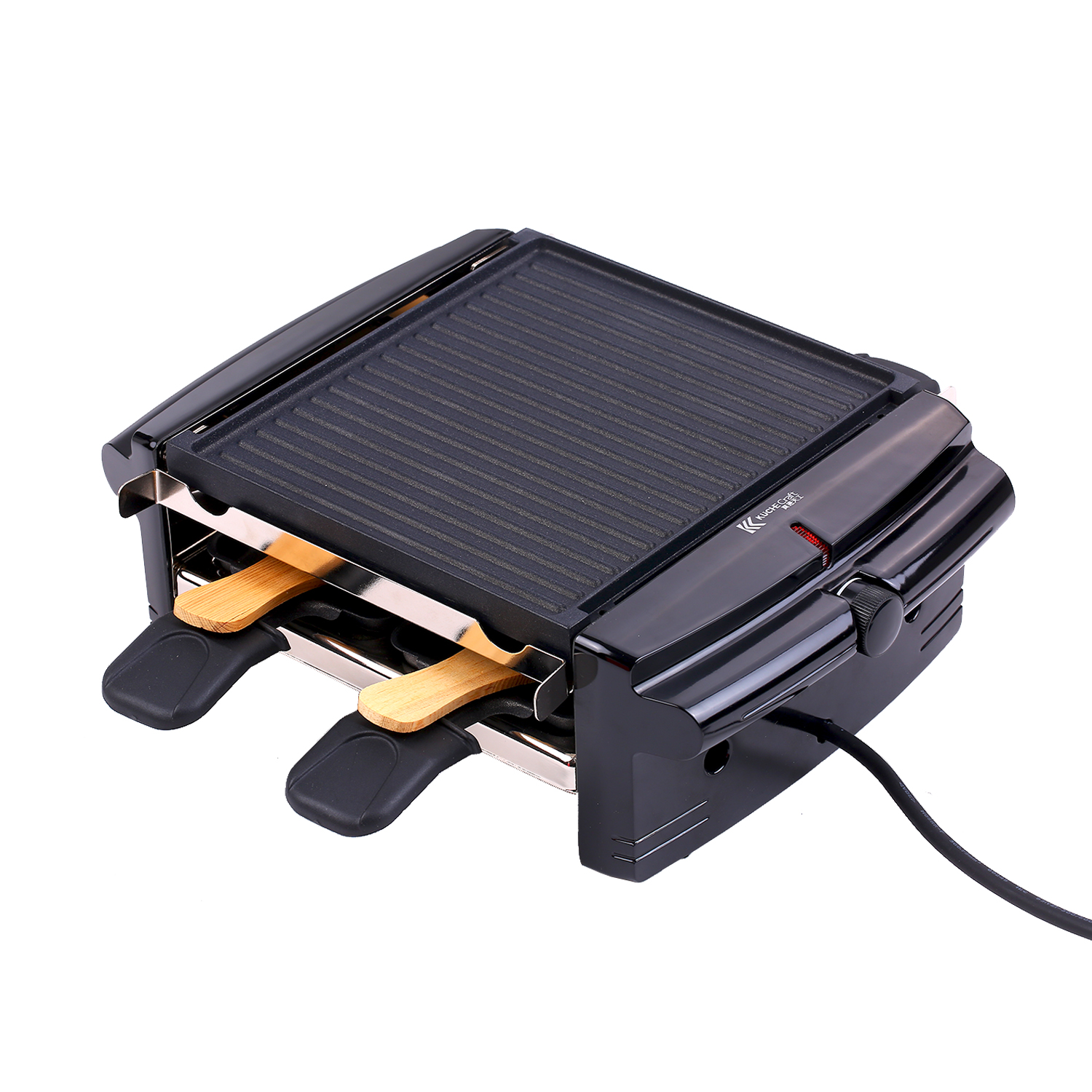 Electric Smokeless BBQ Grill Mini Reversible Griddle Barbecue Multifunctional Grill with 4 Baking Pans Non-stick Grilling Plates for Household and Outdoors EU Plug