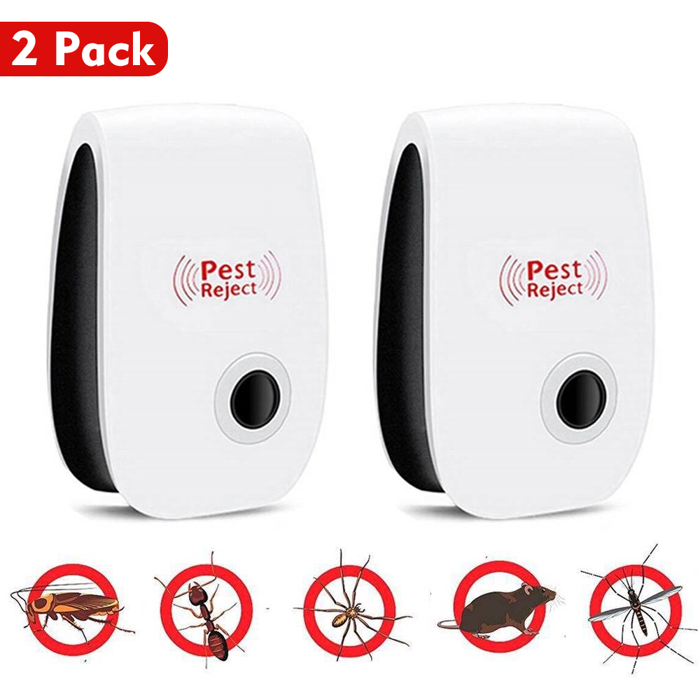 2 Pack Ultrasonic Pest Repeller Electronic Plug in Pest Control Mosquito Repellent Mice Safe and Eco-Friendly（EU Plug）