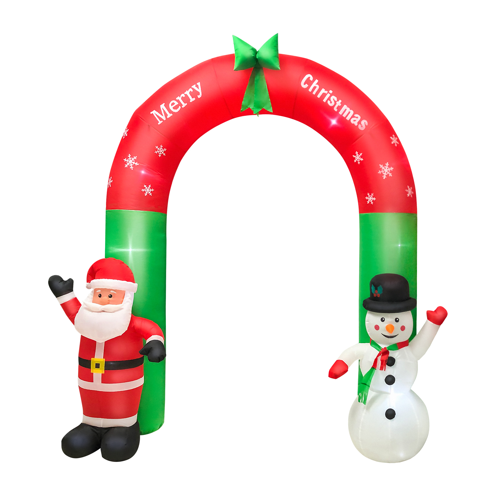 8FT Christmas Inflatable Santa Claus and Snowman Arch Yard Decoration Holiday Home Decorations Yard LED Lights Outdoors Ornaments Xmas New Year Party Shop Yard Garden Decoration