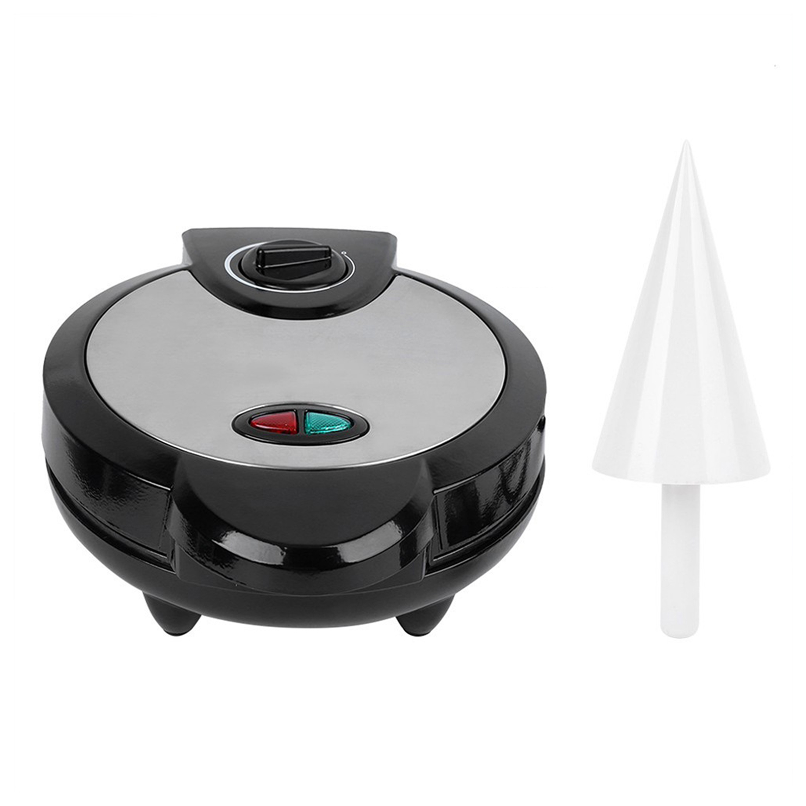 1200W Electric Ice Cream Cone Maker With Roller Waffle Cone and Bowl Maker Nonstick Waffle Baking Iron Machine Stainless Steel Housing for Home Breakfast