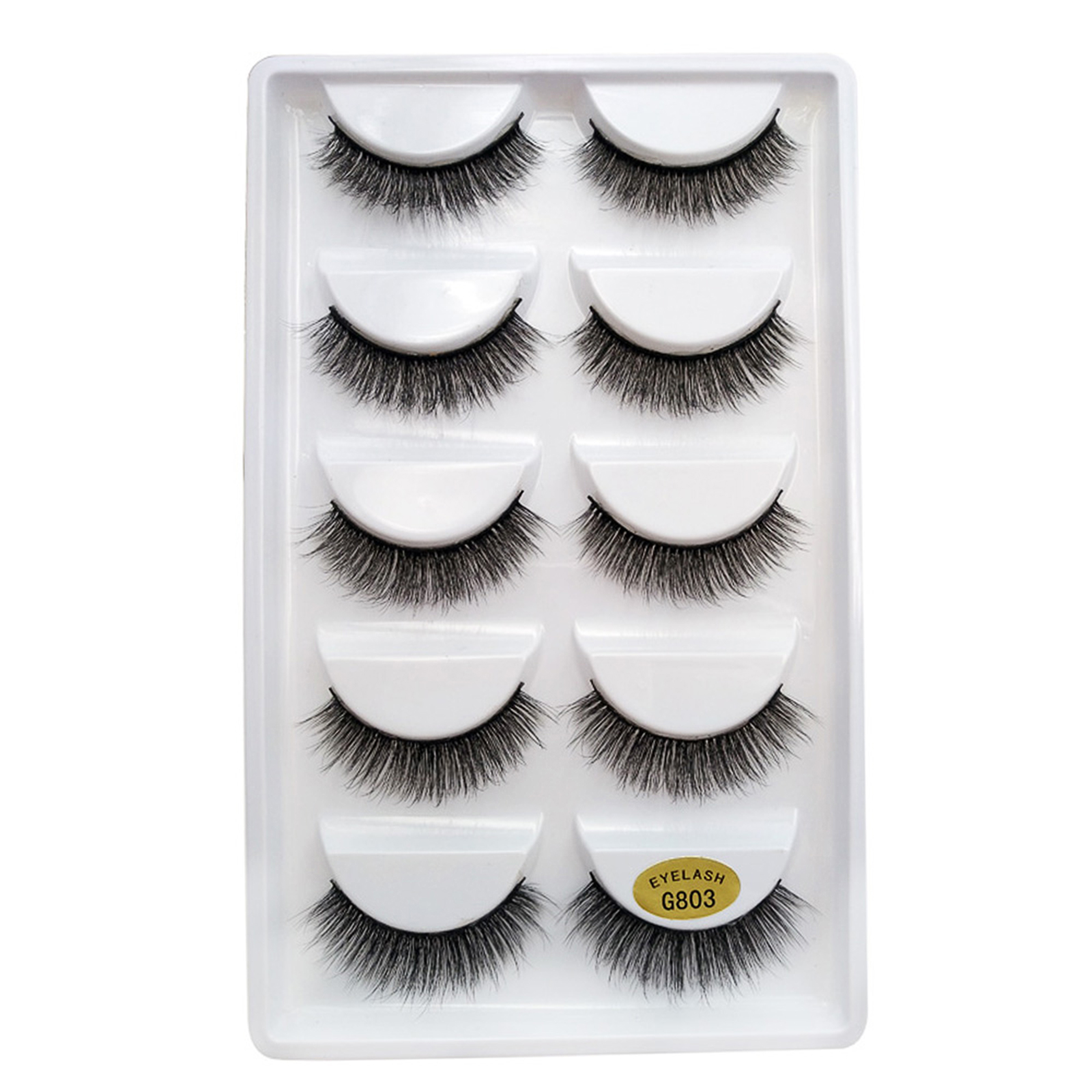 5 Pairs Long False Eye Lashes 3D False Eyelashes Invisible Band Black Eyelash Full Strip Reusable