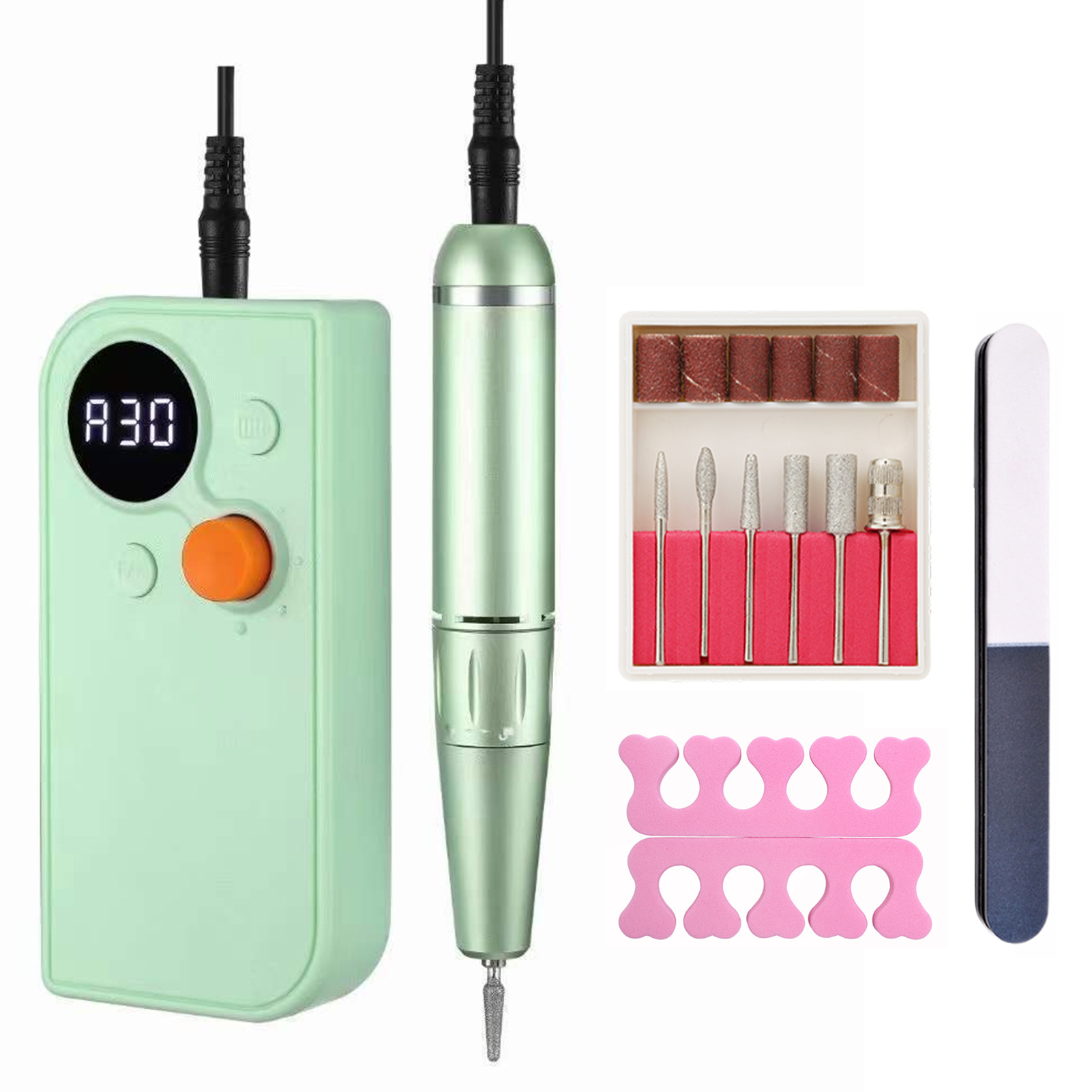 Nail Drill Machine Grinding Pen Grinding Heads Set LED Display Speed Regulation Memory Pause High-capacity Battery