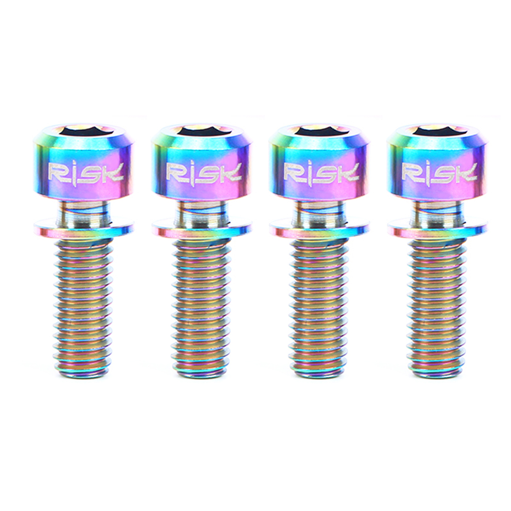 RISK 4PCS M6×18/20mm Titanium Ti Bolts Screws for MTB Disc Brake Caliper with Adaptor Spacer