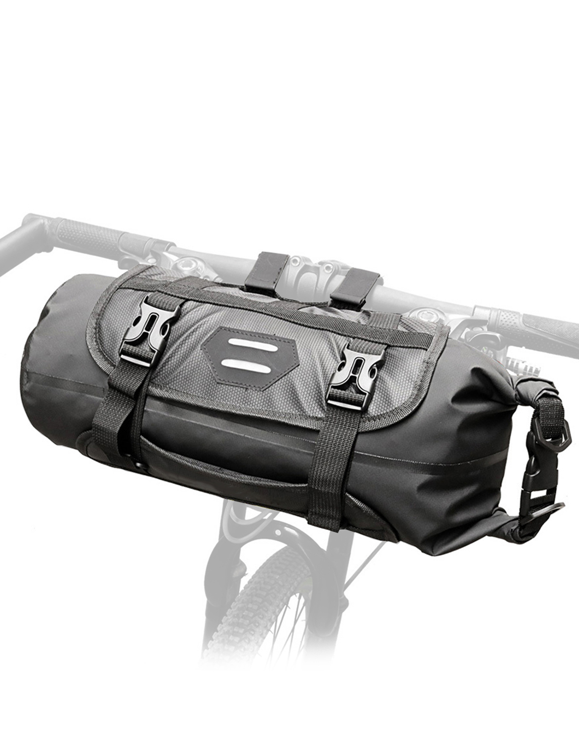 Bike Handlebar Bag Waterproof Adjustable Capacity Bicycle Front Tube Bag with Detachable Cycling Dry Pack (3-7L)