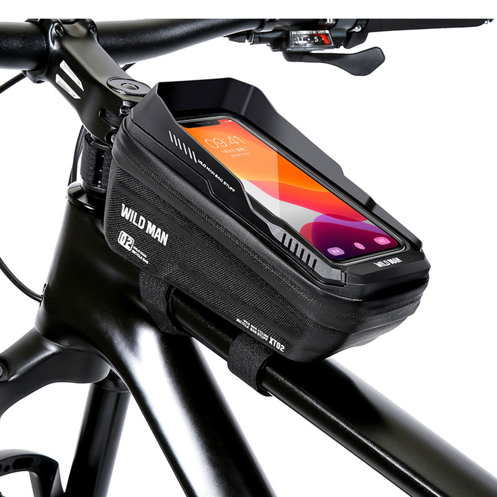 Touch Screen Bike Handlebar Bag Waterproof Front Frame Top Tube Bicycle Pouch Large Capacity Cycling Front Storage Bag for 6.7in Large Screen