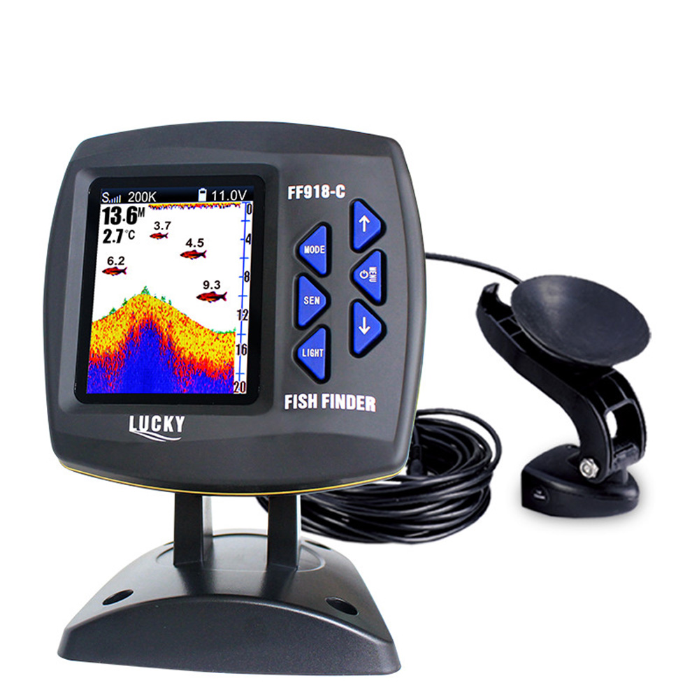 LUCKY FF918-C100DS Color Screen Wired Fish Finder Dual Frequency 328ft/100m Water Depth Boat Fish Finder