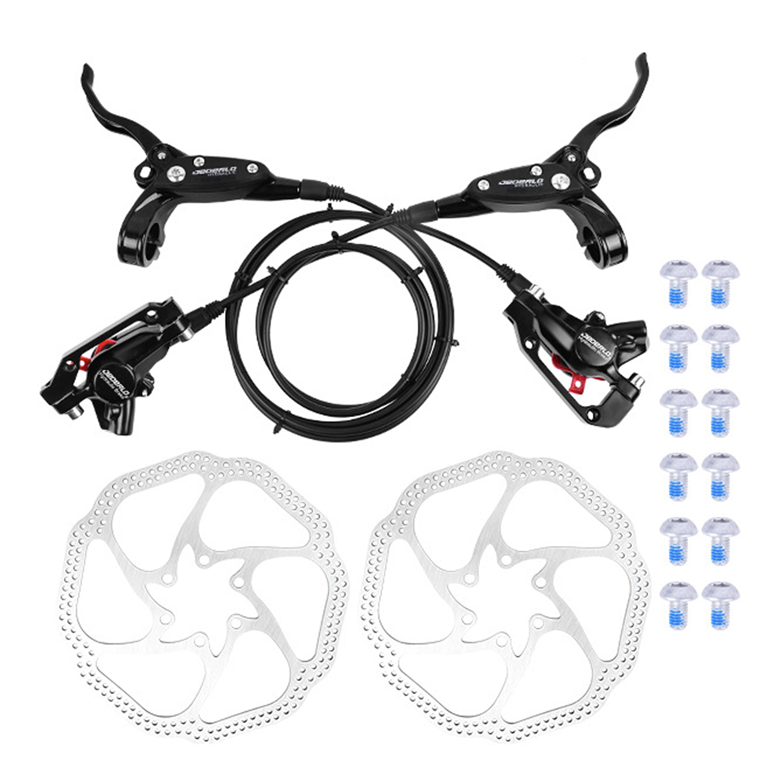 Hydraulic Bike Disc Brake Kit 160mm Disc Brake Rotor Aluminum Front and Rear Caliper Disc Brake Bike Stainless Steel Rotors with 12 Bolts Bicycle Accessories Riding Equipment for Road Bike Mountain Bi