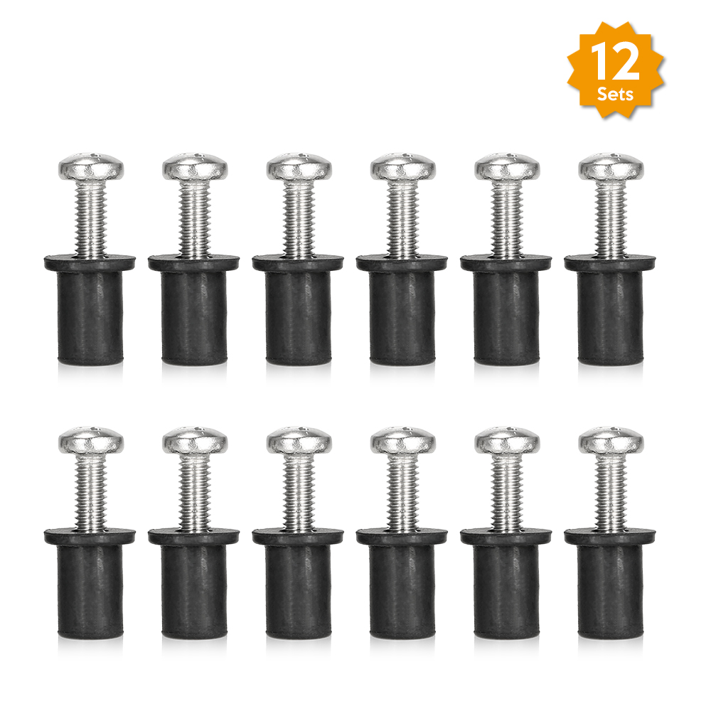 12 Set Well Nuts with Stainless Steel Screws for Kayak Canoe Boat Marine Hardware Fasteners