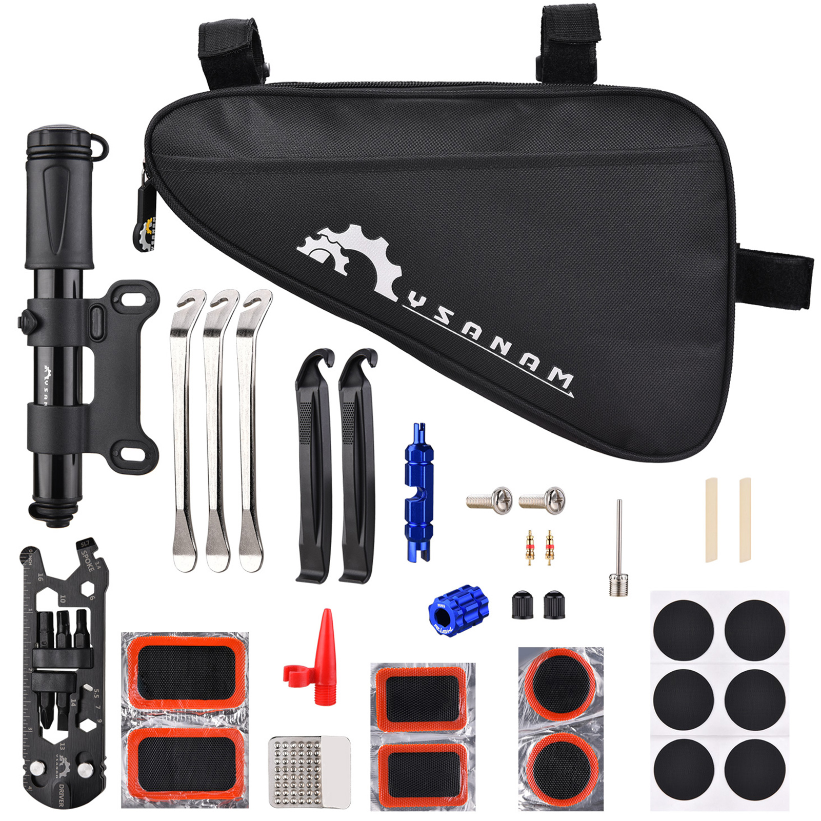 Bike Repair Kit Portable Bicycle Repairing Tools Kit Tire Fixing Kit Bag with Tire Pump   Multifunctional Tools Tire Tube Patches Cycling Tool Set