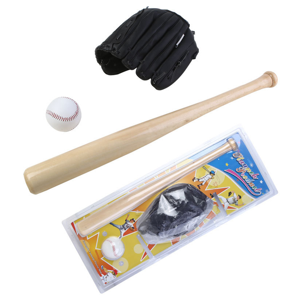 Baseball Balls Set Baseball Bat+Baseball+Baseball Gloves 24in Wood Baseball Bat 10.5in PVC Baseball Glove Baseball Kit for Youth Kids