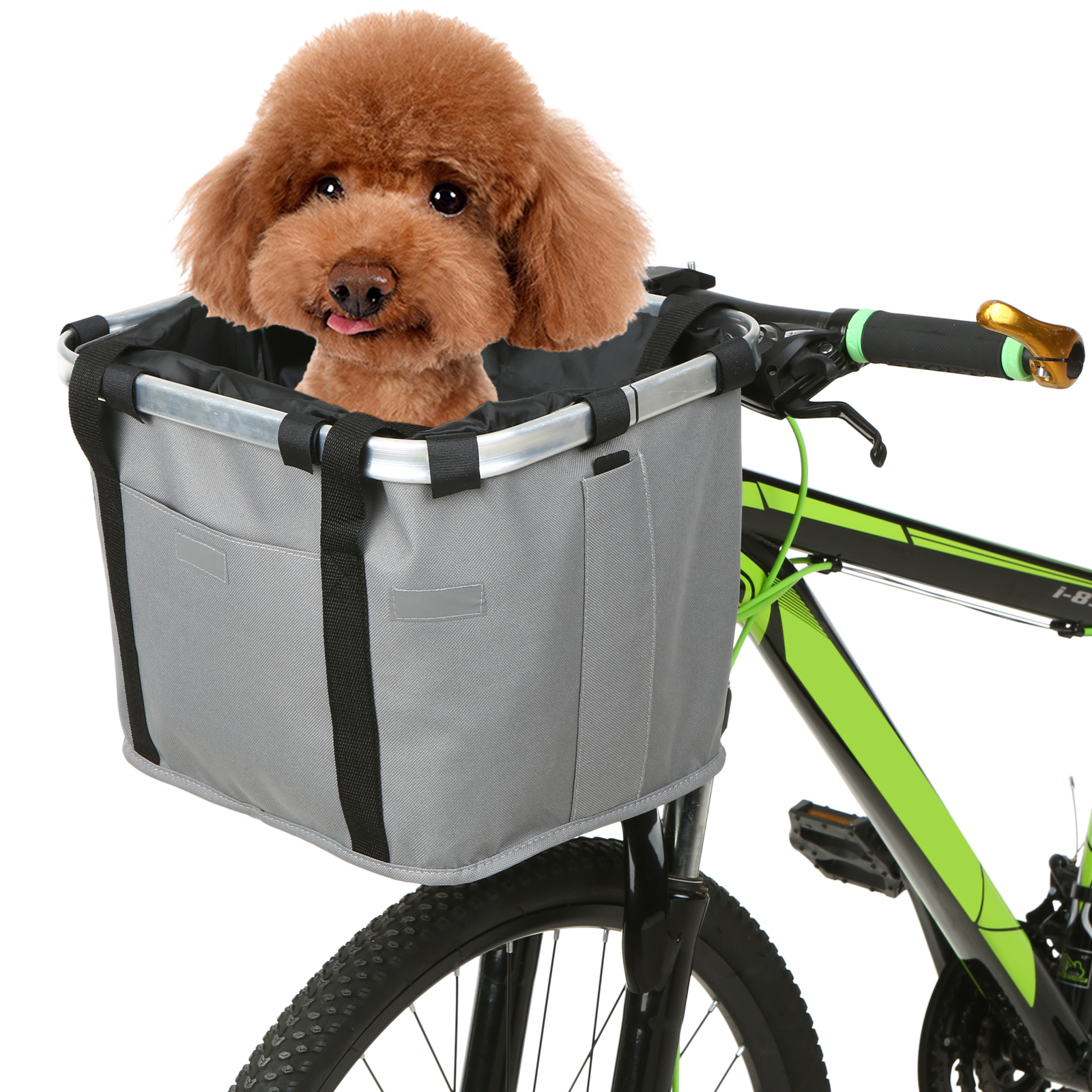 Collapsible Bike Basket Flower Printed Small Pet Cat Dog Carrier Bag Detachable Bicycle Handlebar Front Basket Cycling Front Bag Handbag