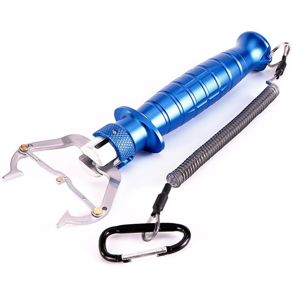 Aluminum Alloy Fish Lip Gripper Portable Fishing Holder Fish Control Device Fish Lip Grabber Fishing Lip Grip Tool with Anti-lose Lanyard and Carabiner Fishing Tackle Tools