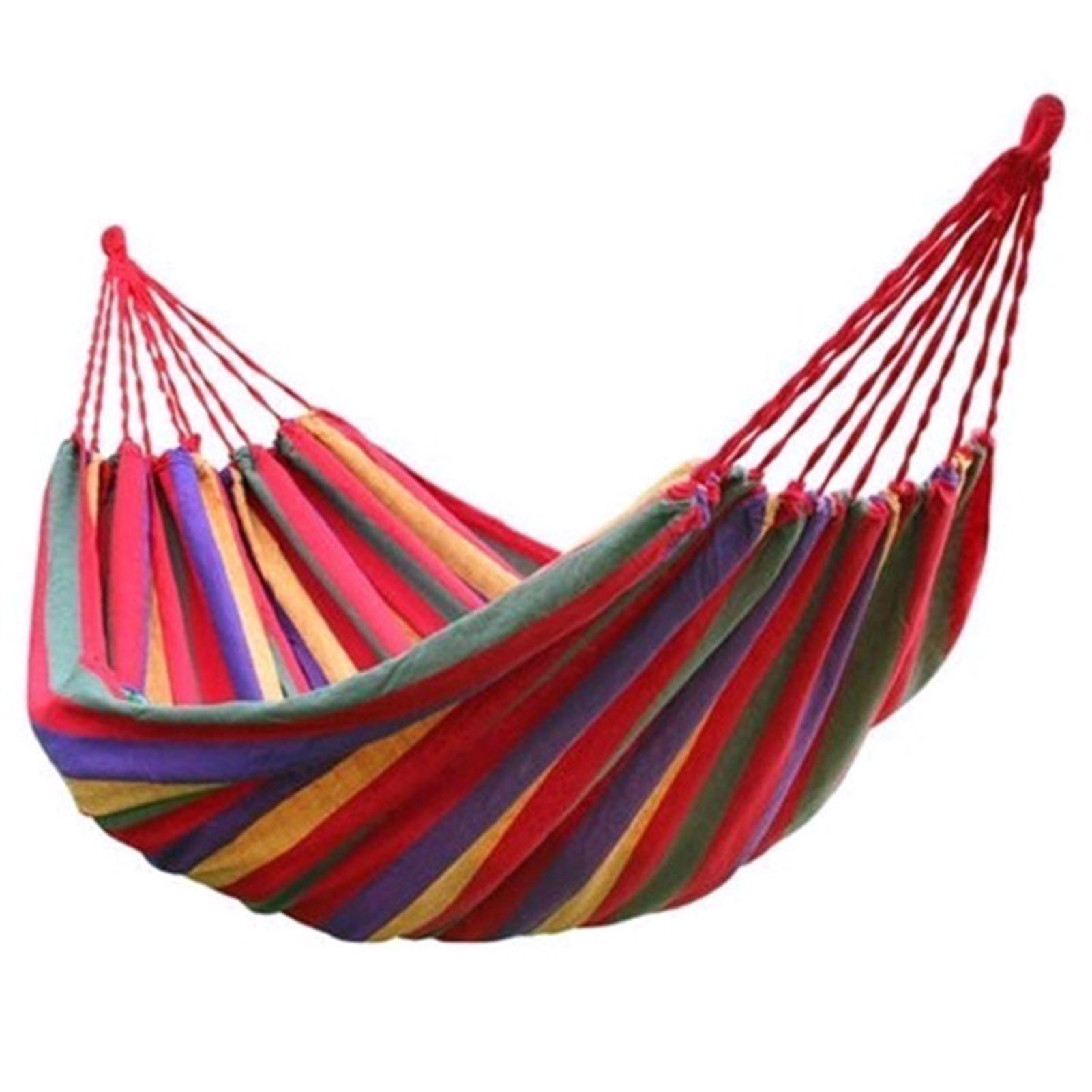 Portable Garden Canvas Hammock Canvas Bed Camping Hanging Porch Backyard Indoor Outdoor Swing Red