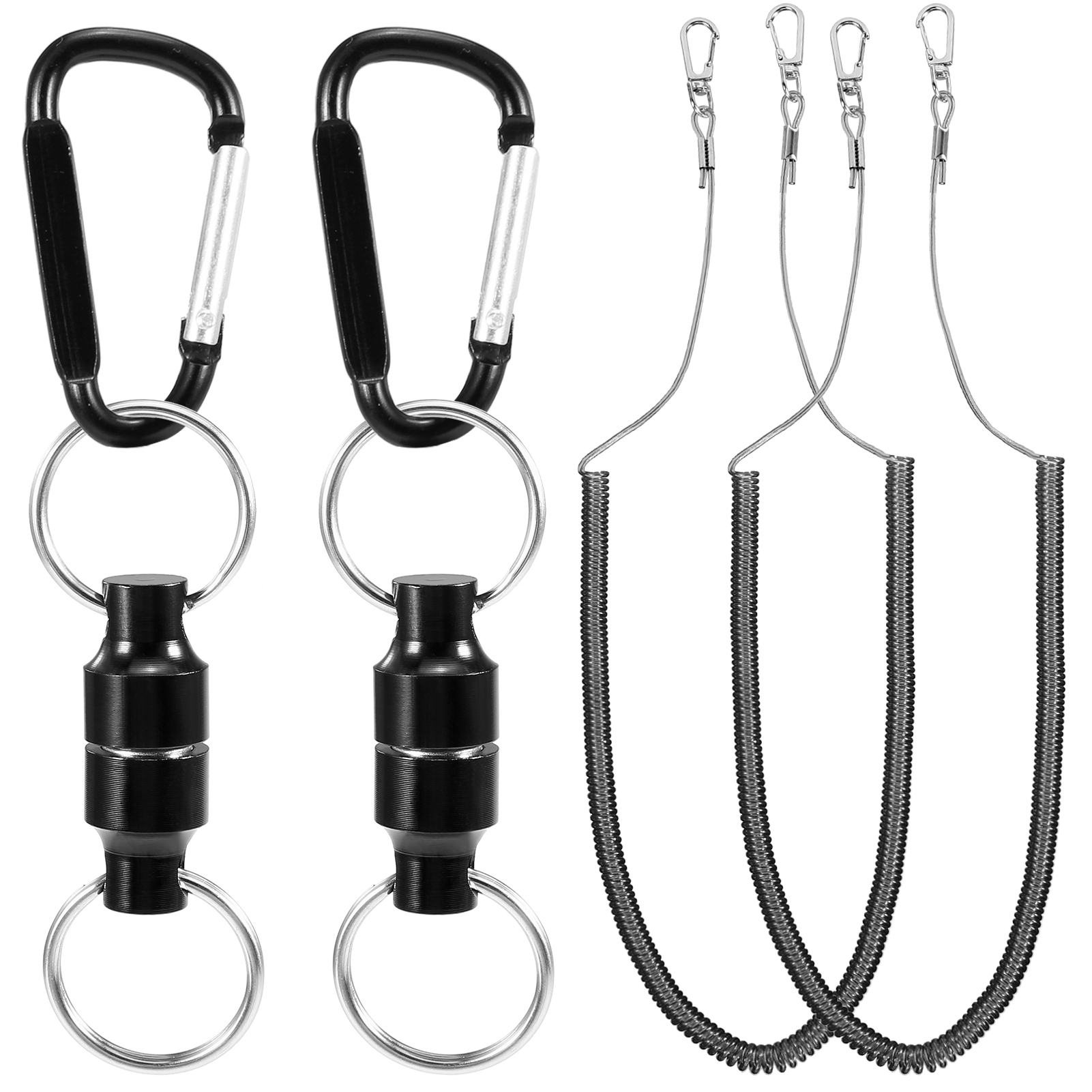 2pcs Magnetic Net Release Holder Keeper Landing Net Connector with Coiled Lanyard for Fly Fishing