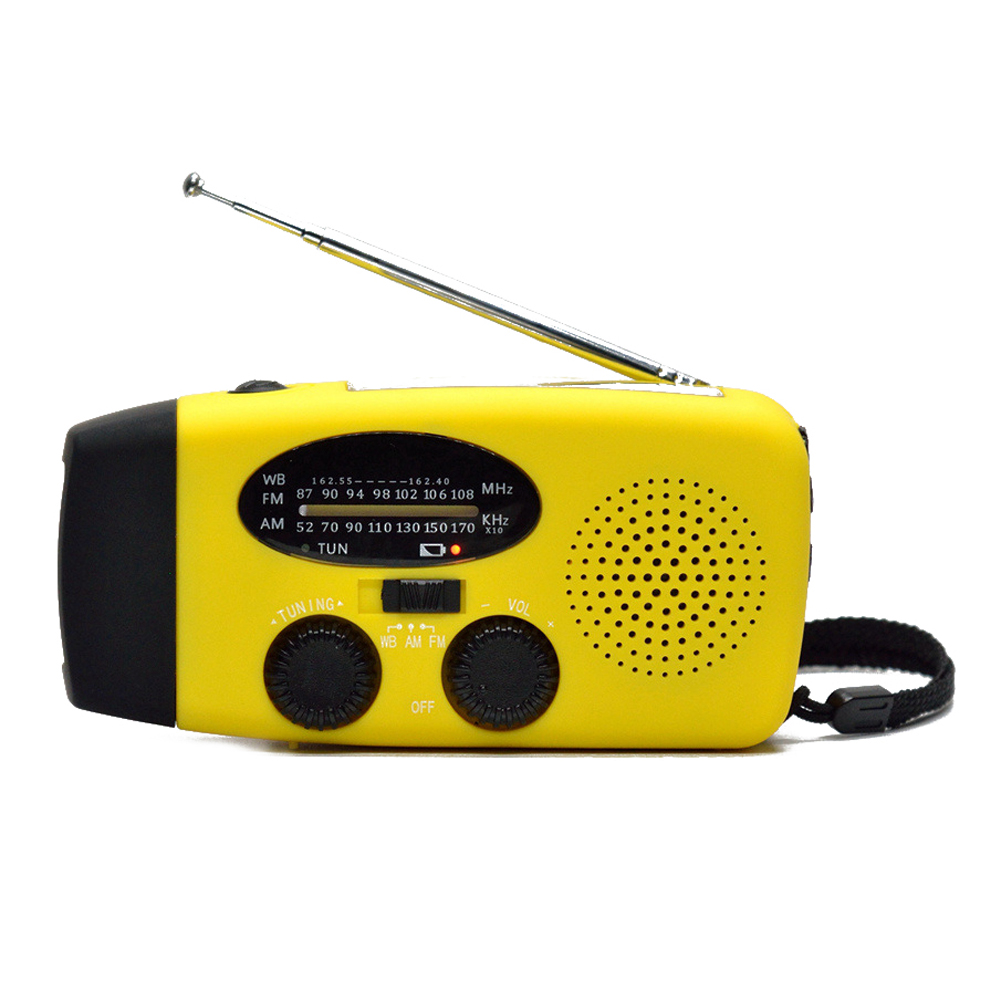 Multifunctional Portable AM FM NOAA Weather Radio Hand Solar Power Supplys Emergency LED Flashlight for Mobilephone Recharging SOS Alarm